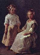Louis Le Nain Twee meisjes. oil painting